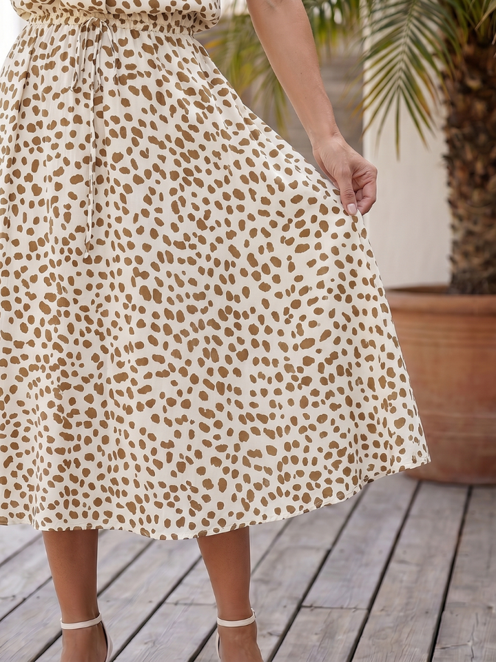 Belladonna | Vestido Midi Estampado Abotonado con Cinturón