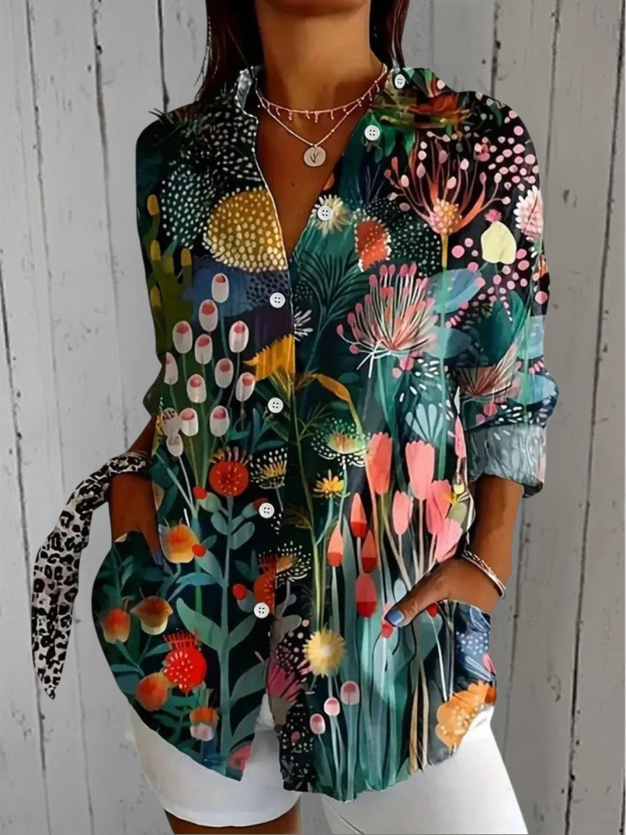 Anica - Blusa Artística Vibrante con Botones