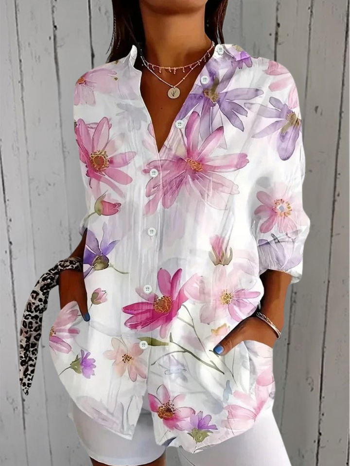 Anica - Blusa Artística Vibrante con Botones