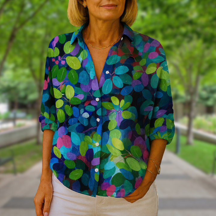 Catalina - Blusa Artística Vibrante con Botones