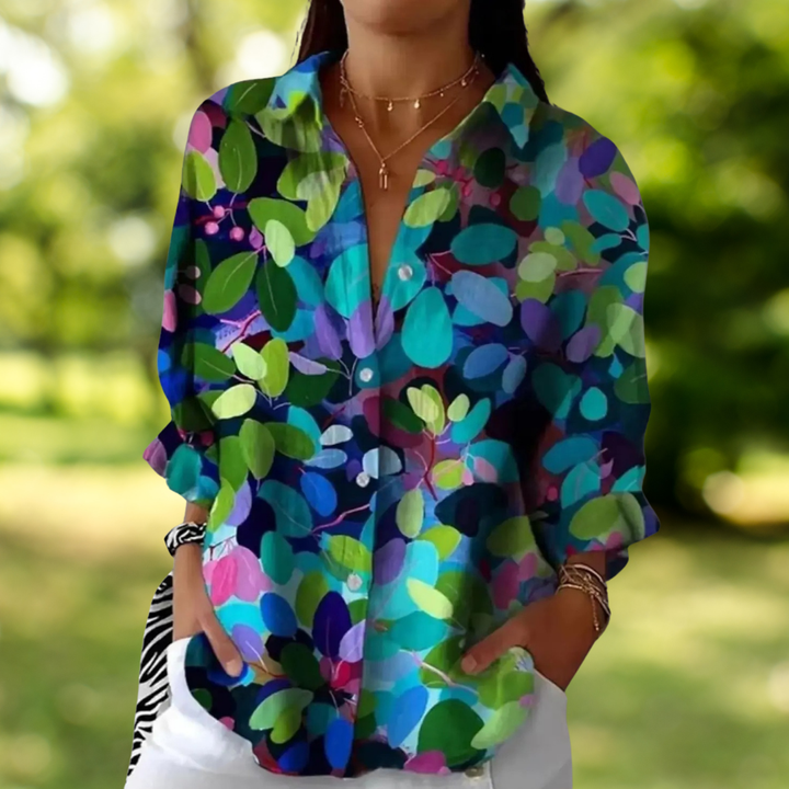 Catalina - Blusa Artística Vibrante con Botones