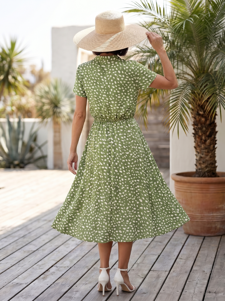 Belladonna | Vestido Midi Estampado Abotonado con Cinturón