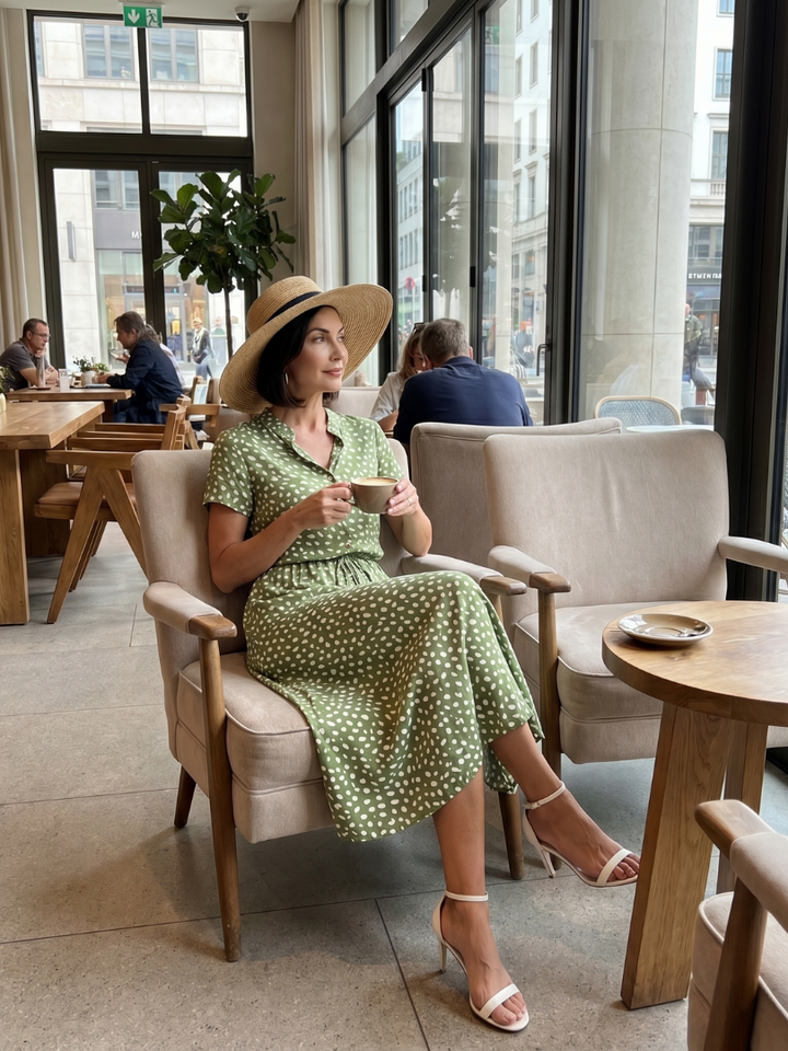 Belladonna | Vestido Midi Estampado Abotonado con Cinturón