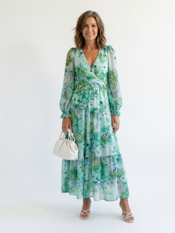 Althea | Vestido Maxi Floral de Manga Larga