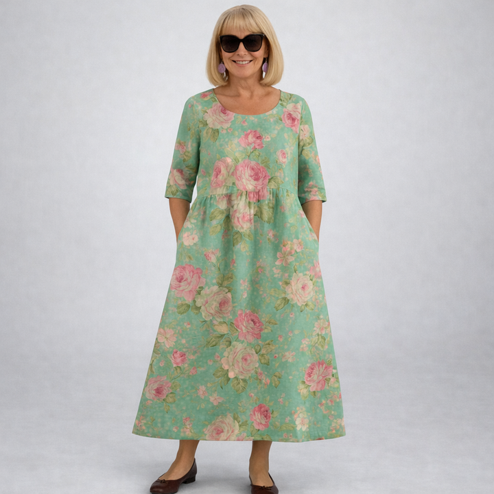 Brittany | Vestido Midi Floral con Bolsillos