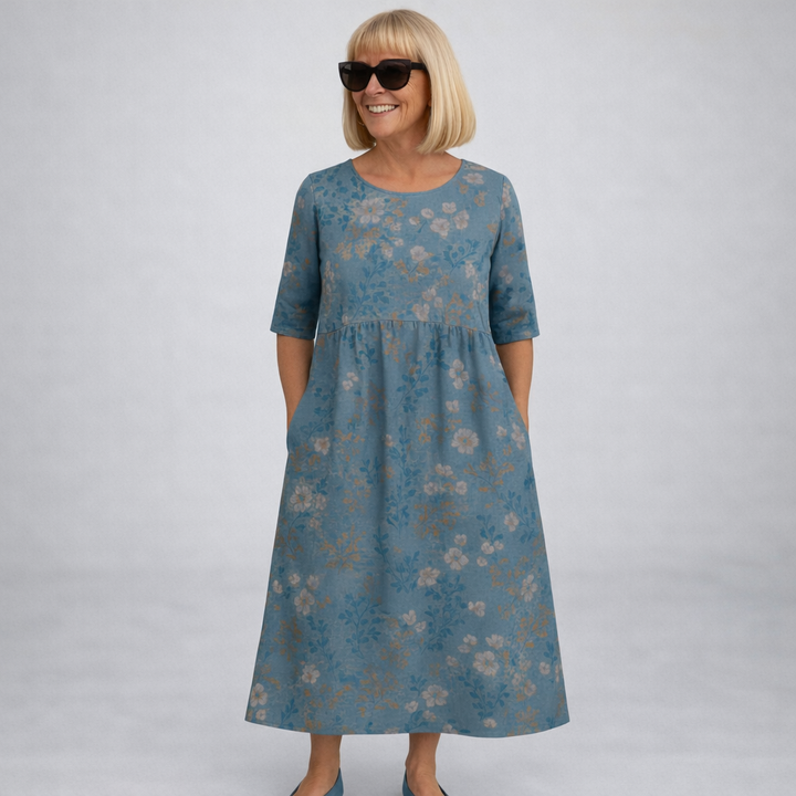 Brittany | Vestido Midi Floral con Bolsillos