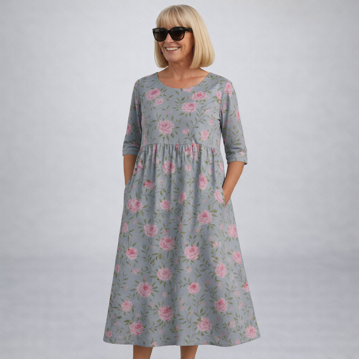 Brittany | Vestido Midi Floral con Bolsillos