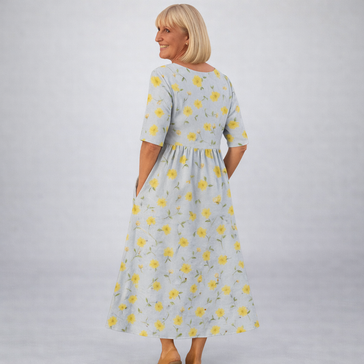 Brittany | Vestido Midi Floral con Bolsillos