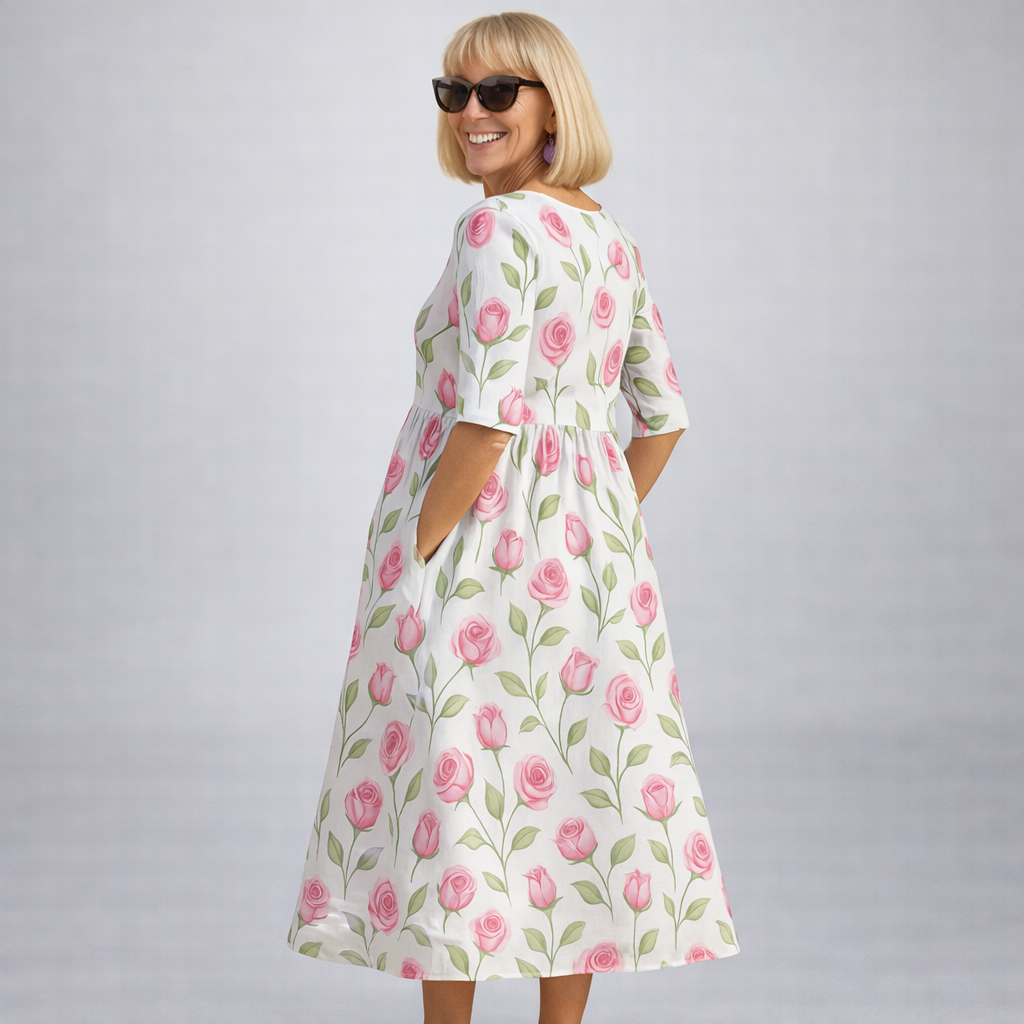 Brittany | Vestido Midi Floral con Bolsillos