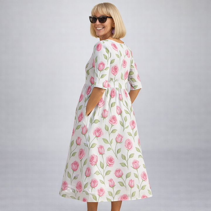 Brittany | Vestido Midi Floral con Bolsillos