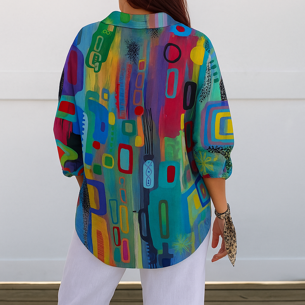 Catalina - Blusa Artística Vibrante con Botones