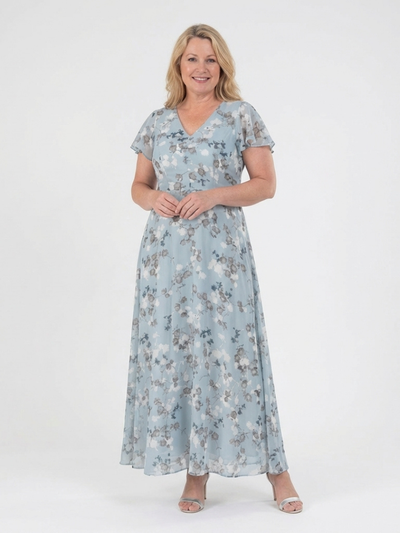 Ismeria | Vestido Maxi Floral de Chifón