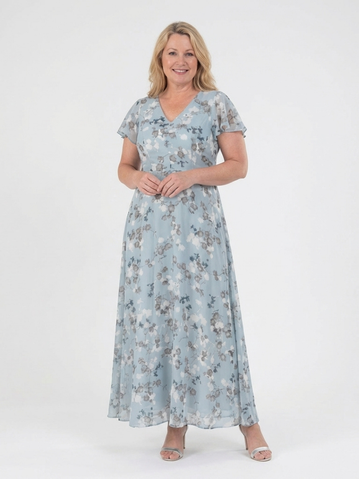 Ismeria | Vestido Maxi Floral de Chifón