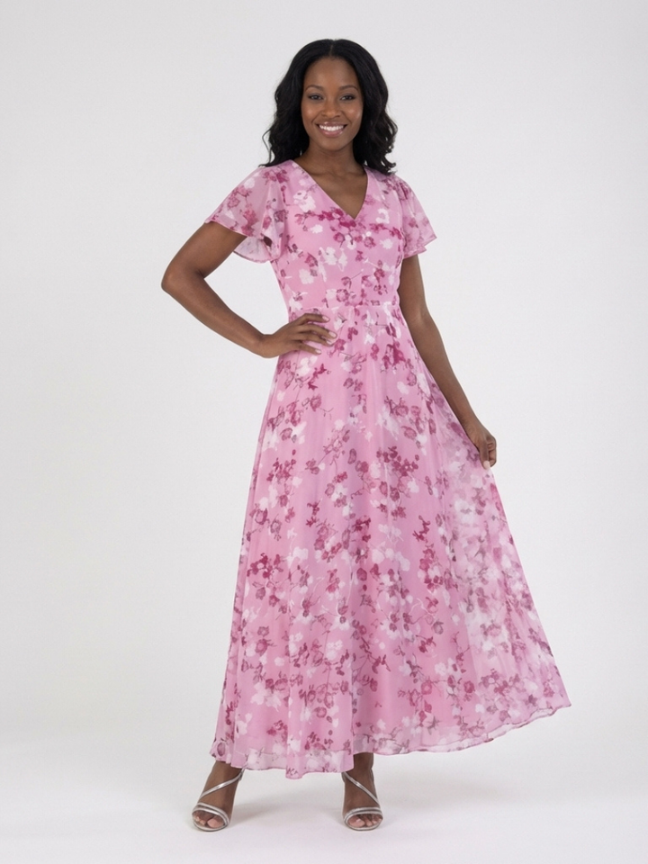 Ismeria | Vestido Maxi Floral de Chifón
