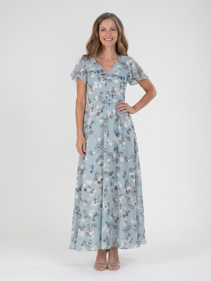 Ismeria | Vestido Maxi Floral de Chifón