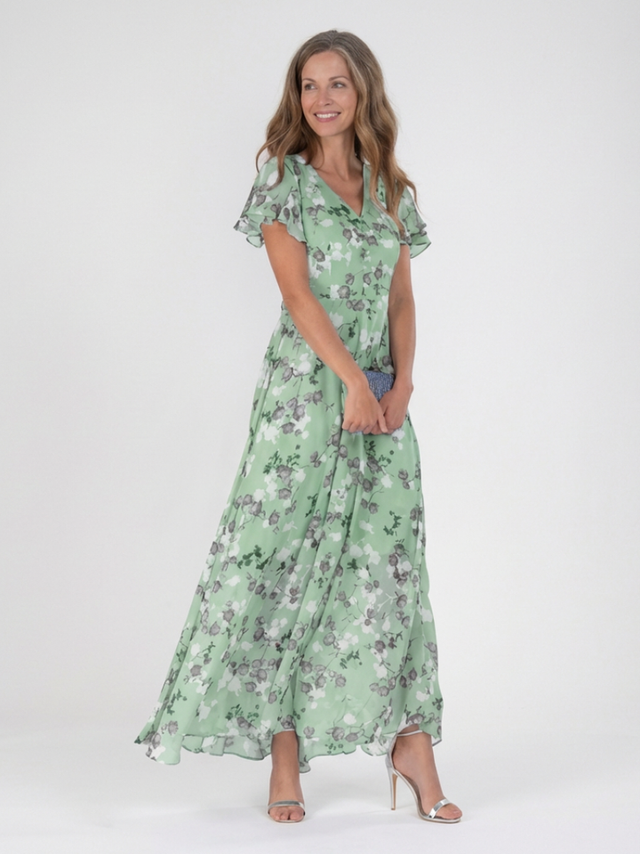 Ismeria | Vestido Maxi Floral de Chifón