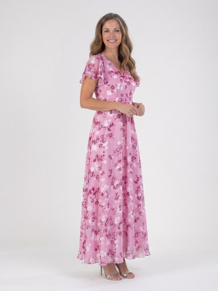 Ismeria | Vestido Maxi Floral de Chifón
