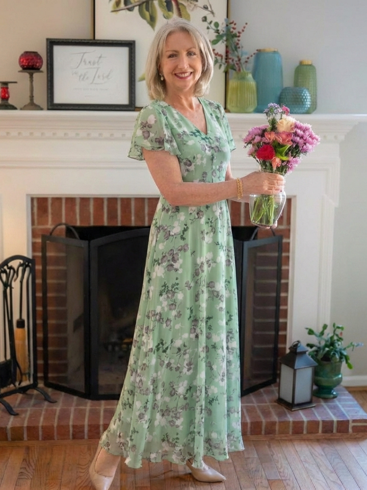Ismeria | Vestido Maxi Floral de Chifón