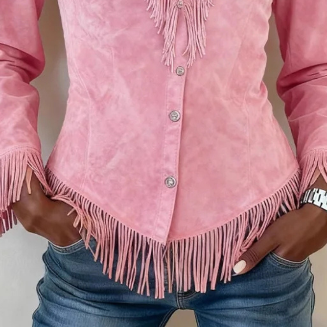 Kinsley │ Blusa de Ante con Flecos y Botones