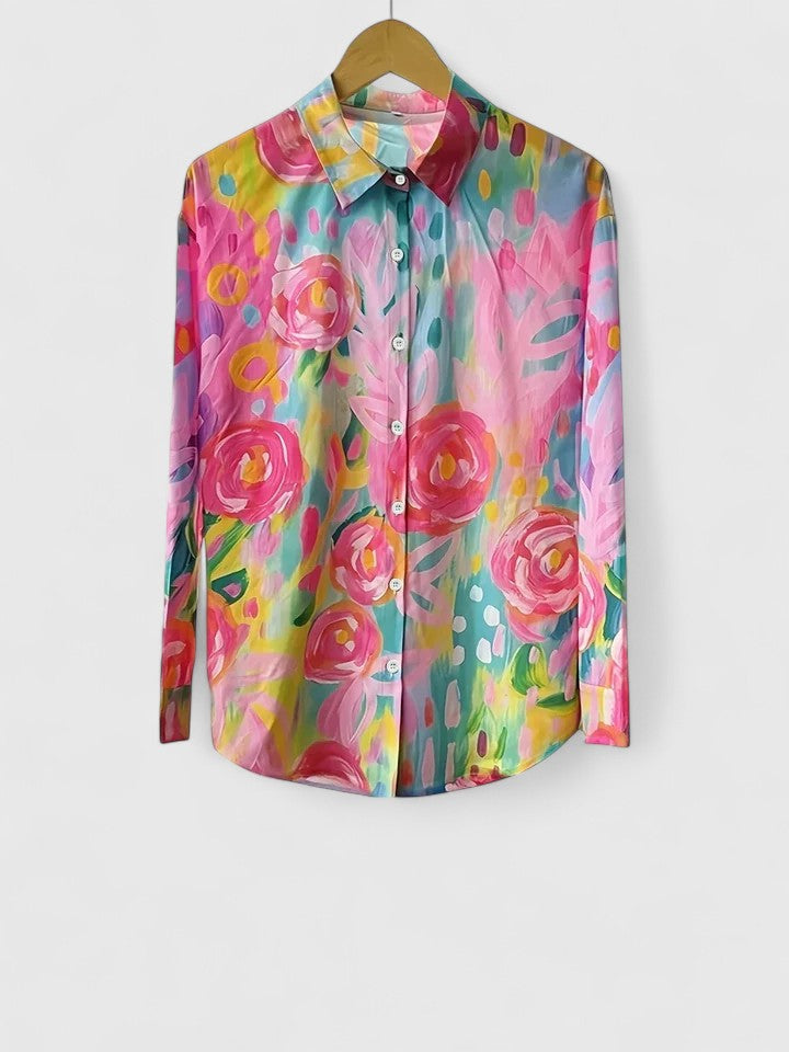 Anica - Blusa Artística Vibrante con Botones