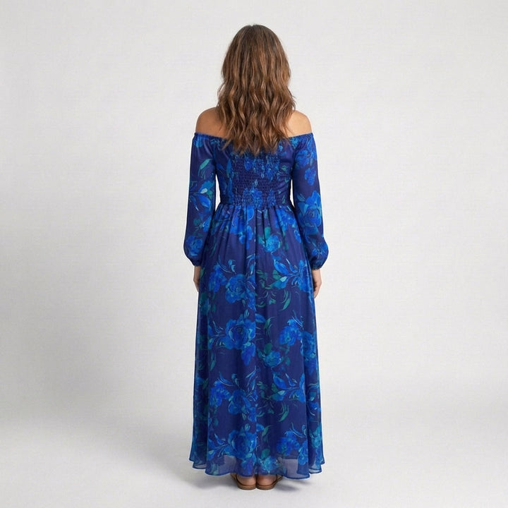 Aspen | Vestido Maxi Floral con Hombros Descubiertos