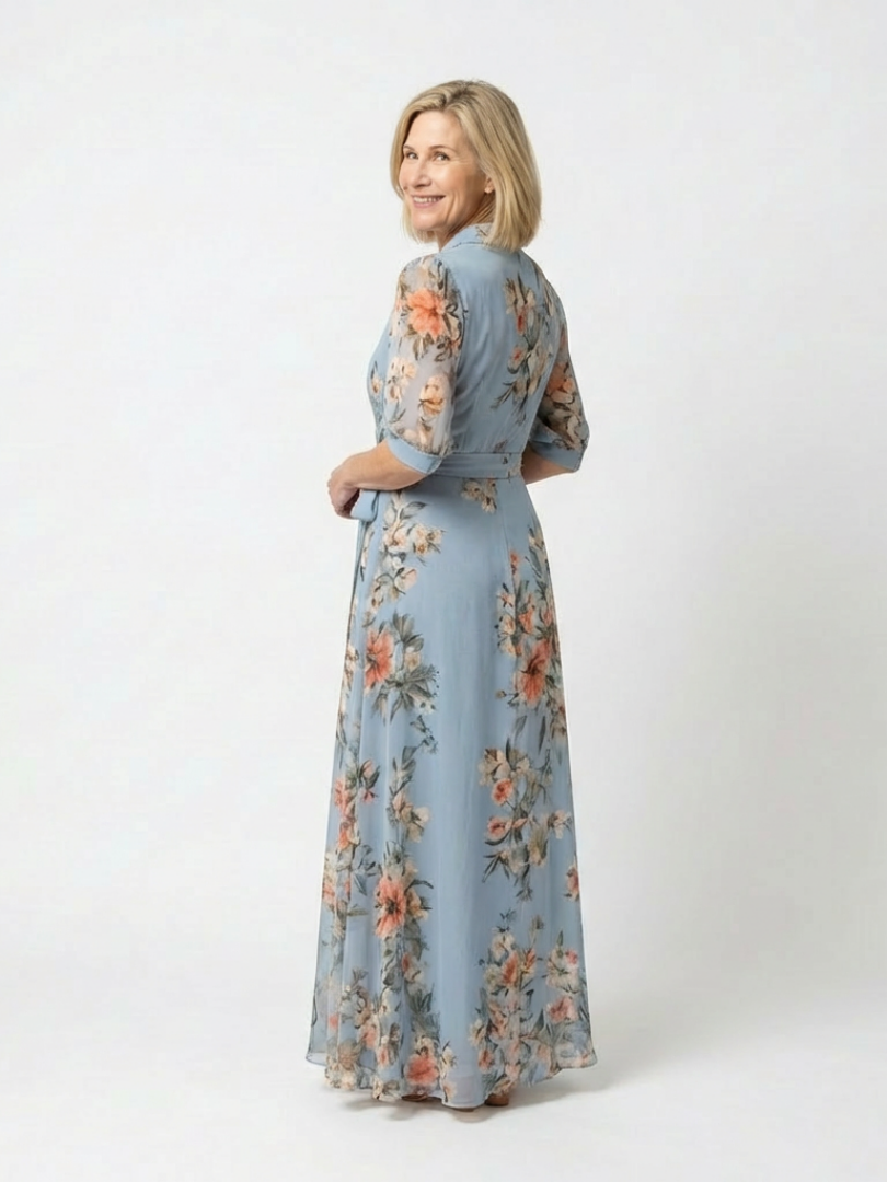 Elowen | Vestido Maxi Cruzado Floral de Cuello en V